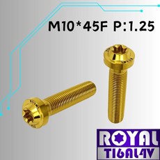 ROYAL TIGAL4V M10*45F P:1.25 鈦合金飛碟頭螺絲 土豪金, 1個