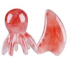 조아홈 문어 괄사 마사지 세트 얼굴 하트 두피 마사지 1세트, 레드, 2개