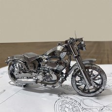 3D 입체 퍼즐 성인용 DIY 조립 모델 금속 모형 교육용 수제 장난감 나무조립 목공놀이 핸드메이드 해부학적 디자인 디오라마 스타일 완구, 1개, BA_블루 모터사이클
