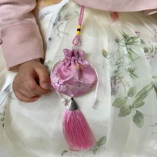 가온로그 미니 복주머니 핑크 색동주머니