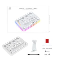 QTR PS5散熱風扇底座 Slim/Pro充電底座 風扇散熱 PS5散熱架 炫彩RGB 直立型 雙手把充電, 1個, E款-PS5全主機+PSPortal通用