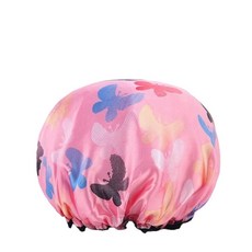 麗必政 防水浴帽2只裝 洗澡成人沐浴帽洗頭帽 廚房防油煙(花色隨, 1個, 顏色隨機:默認