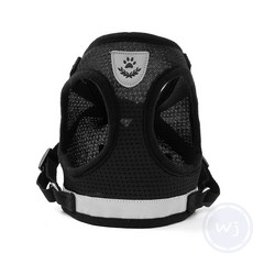 웬카 가슴줄 반려동물 강아지 빛반사 하네스 리드줄 L 블랙