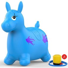 臺灣-出貨【新款熱銷】跳跳馬兒童小馬充氣玩具寶寶騎馬跳跳鹿大人可坐橡膠馬木馬, 加大加厚跳跳馬-藍色-送充氣泵（無音樂）, 1個