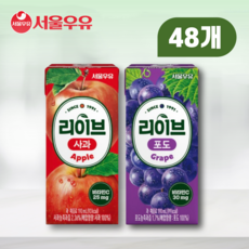 서울우유 리이브 사과 포도 반반 멀티, 190ml, 48개