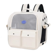 베이직365 초경량 데일리 더블 포켓 반려동물 백팩, 아이보리, 1개