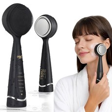 프리텍 페이셜 클렌징 브러시 일정 온도 가열이 가능한 충전식 실리콘 페이스 스크러버 깊은 모공 청소를 위한 진동 각질 제거 여성 및 남성용 방수 브러시 - 핑크, Black