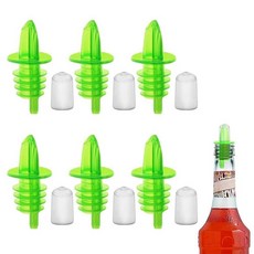 병 푸어러 6개와 고무 푸어러 더스트 캡 커버 6개 시럽 푸어러 플라스틱 주류 병 푸어러 고무 푸어러 더스트 캡 커버 병 푸어러 (레드), 초록색