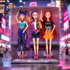 獵魔女團娃娃 露米米拉佐伊搪膠公仔玩具 關節可動 芭比娃娃 女孩禮物 熱賣款, 1個, 紫色頭髮單隻【含娃娃+衣服】,獵魔女團（ 30cm娃娃） 關節 可活動