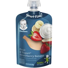 거버 스마트 플로우 프루트 & 요거트 어린이스무디 99g, 1개, 딸기 + 바나나(Strawberry + Banana)