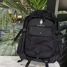 WHO A U 刺綉小熊後背包 多隔層大容量雙肩包 學生背包 電腦背包 男女同款 正韓, 黑色【1-2天出貨】