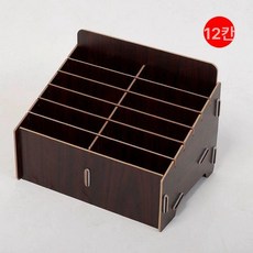 GLOPIC 핸드폰보관 핸드폰금욕상자 휴대폰 공부집중, 1개, 12칸 블랙월넛