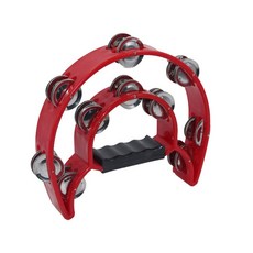 탬버린 손잡이 D형 노래방 업소용 가정용 파티쇼 무대용 행사용 노래방탬버린 40알 주점 행사 탬버린, 탬버린(손잡이D형)-레드, 1개