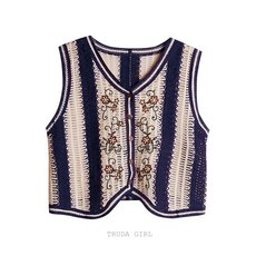 TRUDA GIRL 民族風繡花鏤空針織背心