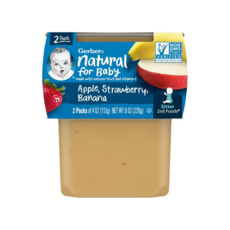 Gerber 내추럴 포 베이비 2nd Foods 사과 딸기 바나나 2팩, 사과 딸기 바나나(Apple Strawberry Banana), 226g