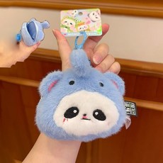 MOMO PANDA 絨毛零錢包 耳機包 掛件, 童話森林熊貓零錢包 | 藍色, 1個