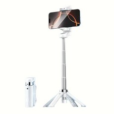 手機助拍器 迷你自拍棒 手機自拍腳架 補光燈美顏 雲台穩定器, 1個, 白色-四軸航空合金-防抖穩, 單燈款