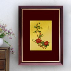 金箔畫 前中華民國第一夫人 蔣夫人 宋美齡 工筆花卉圖 可吊掛 收藏送禮 居家佈置 店面裝飾 禮贈品