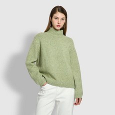 JAJU 여 울 블렌디드 보카시 터틀넥 니트 GREEN/ BURGUNDY/ BROWN 652732