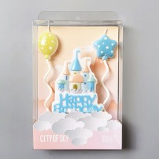 周歲 城堡氣球愛心造型蠟燭 生日佈置, 1個, 藍(不含運)未滿佰元不出貨