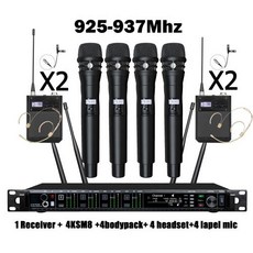 유튜브마이크 방송용 콘덴서 Leicozic 전문 4 채널 무선 마이크 시스템 KSM11 KSM8 주파수 헤드웨어 무대용 라발리에 다이버시티, 8)FullSet KSM8 900