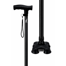 기린표지팡이 초경량 4발 노인 어르신 할머니 할아버지 가벼운 접이식 길이조절용 지팡이, 블랙, 1개