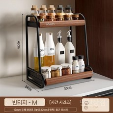 원목전자렌지대 우드 선반 주방수납 오븐 밥솥 2단선반 전자렌지 밥솥다이 에어프라이어, B. 미디엄 더블 레이어(앤티크)