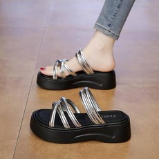 厚底涼拖鞋女 舒適防滑增高時尚夏季沙灘鞋