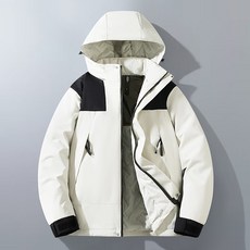 春秋新北家運動戶外可脫卸帽保暖防風防水短款棉衣 - 男女同款, XL 建議體重（60-70 公斤）, 象牙白