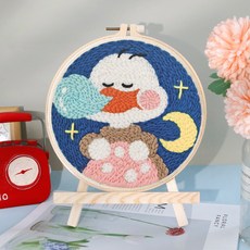 【超繪玩】戳戳繡毛綫繡針材料包 兒童學生課活動裝飾畫, 晚安呀—送戳筆+支架 （材料包）⚑⚑, 1個