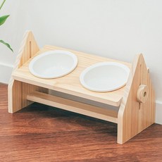 멍해묘해 강아지 고양이 밥그릇 수반 높이조절 원목식탁 밥그릇 2구, 1구, 그릇없음
