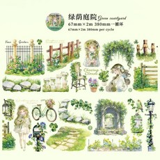 애완 동물 강력 접착 테이프 아름다운 시계열 정원 풍경 문자 패턴 손 계정 DIY 인사말 카드 컵 장식 216454, 2