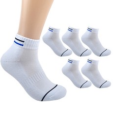더베이직 남성용 국산 두꺼운 이중쿠션 두줄 스포츠 단목 양말 6켤레, 화이트, 6개