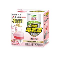 鱷魚 簡約風 46ml 居家防蚊驅蚊 室內適用, 櫻花粉 電蚊香1器+1液（無味）