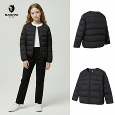 [백화점 출고] 블랙야크 키즈 여아 O이지넥리스경량다운자켓 블랙 자켓 걸즈 점퍼