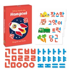 하뚱 자석놀이 한글 : 카드가 포함된 아기 자석 퍼즐, 48피스, 1개