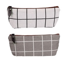 심플 체크 파우치형 필통, 2개