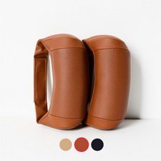 오토벨로 차량용 목쿠션 나파 질감 비상포켓 수납형 푹신한 목베개, 2개, 브라운