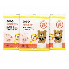 炒炒熊 特厚護理巾 乾濕兩用, 3個, 20張, 1g