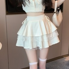 투니스 레이스 케이크 볼륨 하이웨이스트 슬림핏 A라인 스커트