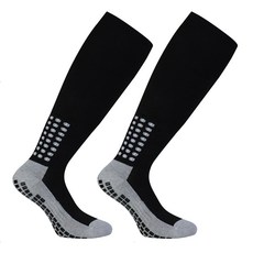 남성용 긴 튜브 축구 양말 훈련 두꺼운 실리콘 미끄럼 방지 수건 바닥 스포츠, [01] Black, [01] 39-45, 1개, Black