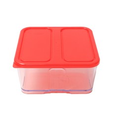 썬라이즈 네오블럭 2칸 1000ml 밀폐용기 레드, 1개, 1개입