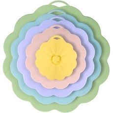 5피스 실리콘 식품 커버 세트 - 재사용 가능한 그릇 및 용기용 신축성 뚜껑 밀폐형 진공 씰 커버녹색 파란색 보라색 베이지색 노란색