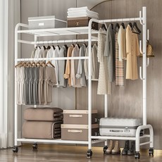 리카 프리미엄 모던 선반 원룸 스탠드 수납장 올인원 행거 싱글하우스 옷장, 화이트