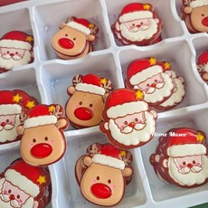 산타 루돌프 얼굴 초콜릿 크리스마스 디저트 케이크 꾸미기 데코 장식 (60개입), 산타클로스 엘크 믹스 60개입