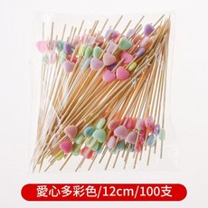 創意水果竹簽 12cm 100支 隨機混款, 亞克力愛心100支A3, 1個