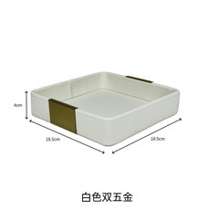 海閣鑰匙收納盒門口玄關放雜物收納盤桌麵擺件託盤皮質皮革託盤, 奶奶灰雙面五金, 1個