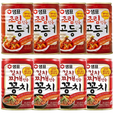 샘표 조림전용 고등어 + 김치찌개 꽁치, 400g, 4개