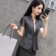 夏天新款短袖職業裝女西裝套裝 時尚氣質女神范美容師珠寶店工作服
