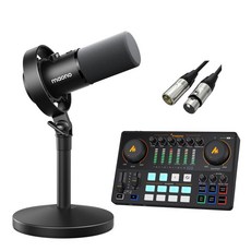 마오노 PD300X+AME2 다이나믹 마이크 오디오 인터페이스 세트 방송용 팟캐스트 녹음용 스트리밍, PD300X_T(탁상형 스탠드)+AME2